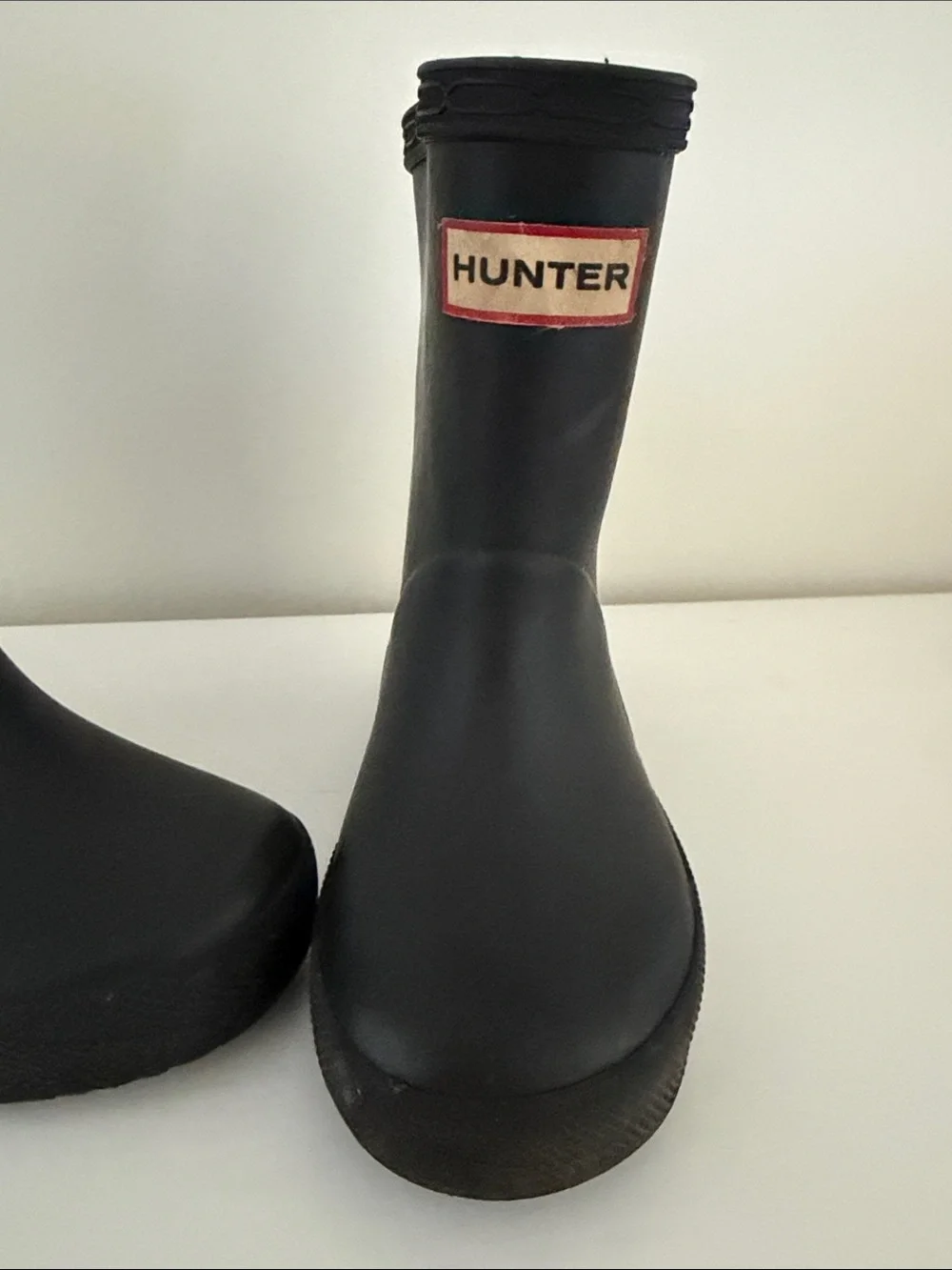 Hunter Matte Black Mid-Calf Rubber Boots with Logo Patch
